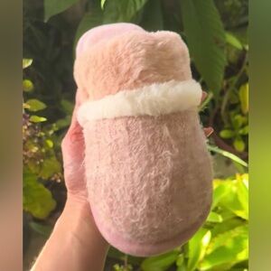 Pink Fuzzy Slip-On House Slippers